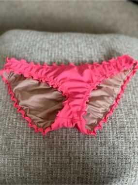 PINK Victoria's Secret Neon Pink Ruffle Bikini Bottom